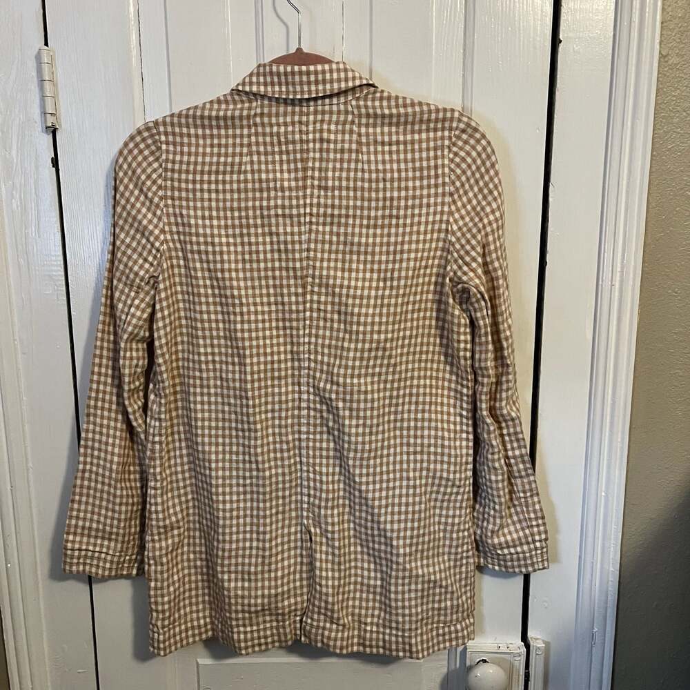 Madewell Linen Dorset Blazer in Gingham Check Sand XS - Picture 6 of 9